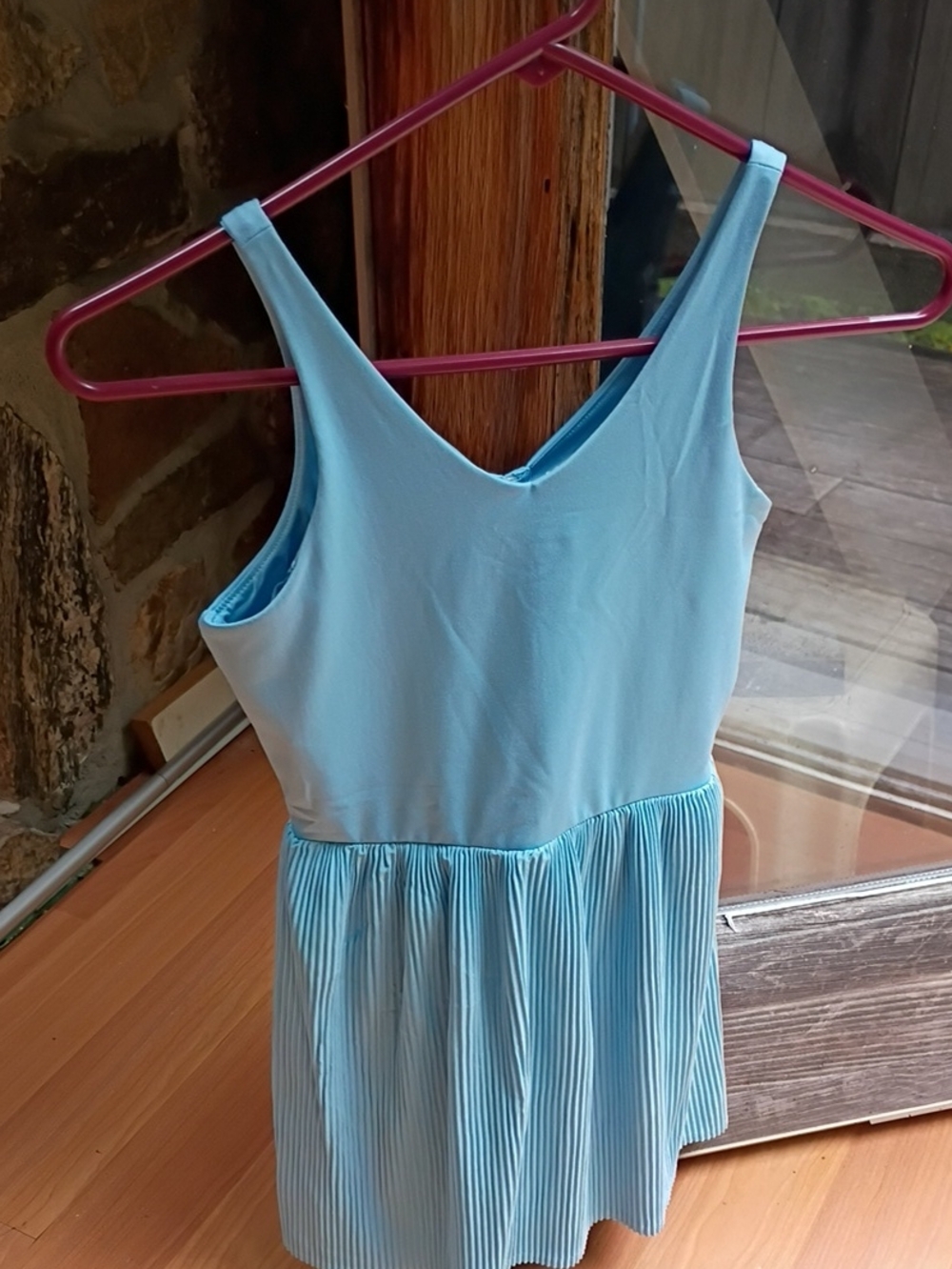 Girls Light Blue V-Neck Sleeveless Dress
